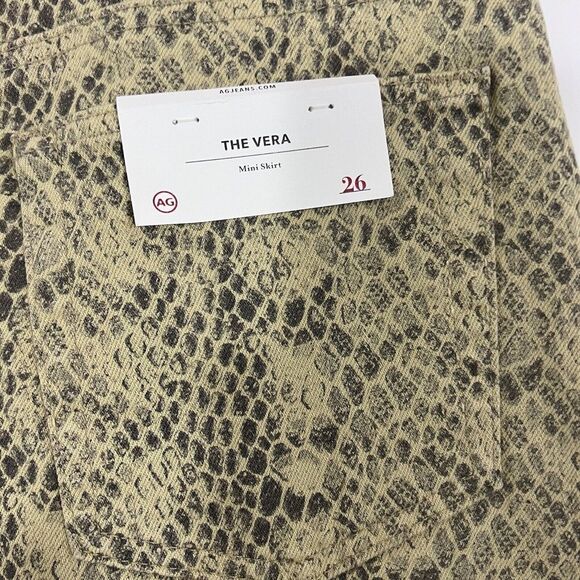 AG Adriano Goldschmied Size 26 Women's Vera Snake Print Denim Mini skirt - Picture 3 of 5